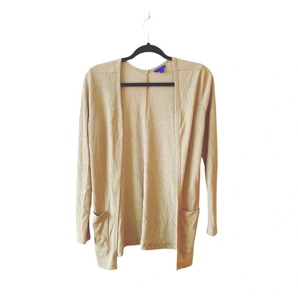 Aeropostale Tan Rib Open Front Pocket Cardigan Small Women’s - Picture 1 of 10